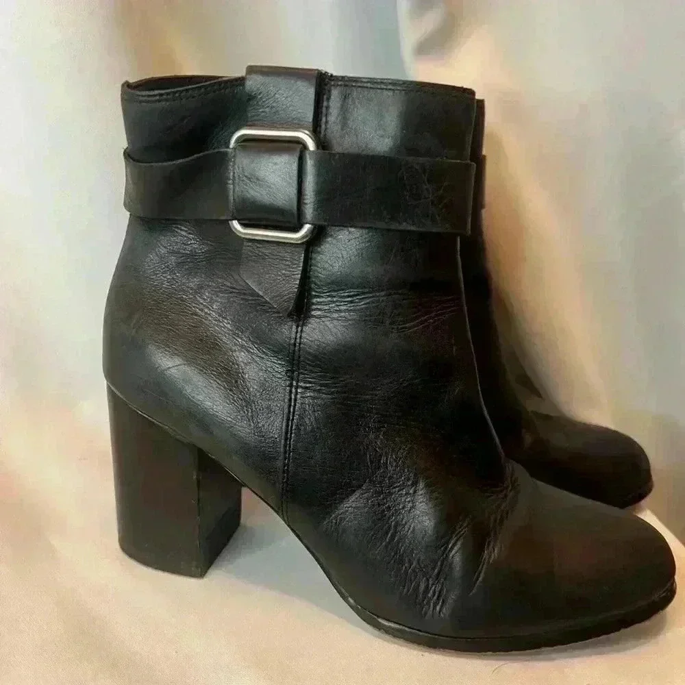 Lands End Leather Boots Black Size 8M